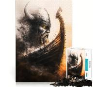 Viking Warrior And Ship Jigsaw Puzzle1000 Pieces Mind Train Fun Clean Cut Sturdy Components Captivating Leisure for Cozy Indoors (50x75cm)