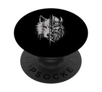 Viking Warrior and Wolf Fusion Norse Mythology Art PopSockets Adhesive PopGrip
