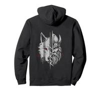 Viking Warrior and Wolf Fusion Norse Mythology Art Pullover Hoodie