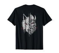 Viking Warrior and Wolf Fusion Norse Mythology Art T-Shirt