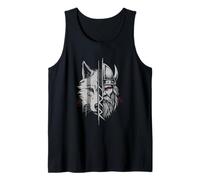 Viking Warrior and Wolf Fusion Norse Mythology Art Tank Top