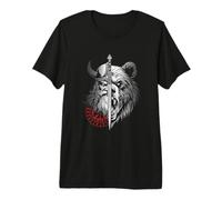 Viking Warrior Bear Split Sword Rune Circle Art Premium T-Shirt