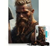 Viking Warrior Berserker Portrait Jigsaw 1000 Pieces Focus Building Toy Zero Gap Rewarding Activity for Rainy Days (50x75cm)