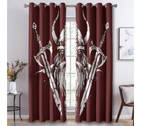 Viking Warrior Blackout Curtains for Bedroom Living Room, Norse Mythology Curtains Eyelet 90 Drop Home Decor, Patterned Window Drapes, 66x90 Inch 2 Panels A-M18