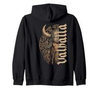 Viking Warrior Braided Beard Vegvisir Norse Runes Zip Hoodie
