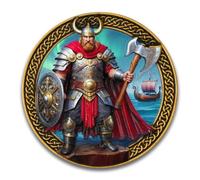 Viking Warrior Challenge Coin, Metal Sword Shield Decor, Ancient Norse Mythology Inspired, Durable Zinc Alloy Collectible Badge, Unique Gift for History Enthusiasts