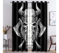 Viking Warrior Curtains for Bedroom, Viking Battle Axe Blackout Curtains for Living Room, 54 Drop Eyelet Window Treatments Home Decor 52 X 54 Inch (W X L), 2 Panels X&-59