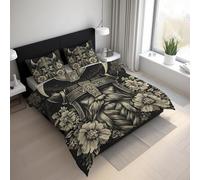 Viking Warrior Duvet Cover Set King Size, Norse Mythology Bedding Set 230x220 cm, Quilt Cover with 2 Pillowcases, Soft Microfiber 3pcs, Zip 21D&-62