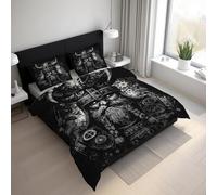 Viking Warrior Duvet Cover Sets, Mechanical Norse Mythology Bedding Super King Size Bed Set 260x220cm, Soft Reversible Microfiber Quilt Cover & 2 Pillowcases, Zipper Closure PZ&S-32