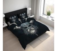 Viking Warrior Duvet Cover Sets, Norse Mythology Viking Helmet Bedding Super King Size Bed Set 260x220cm, Soft Reversible Microfiber Quilt Cover & 2 Pillowcases, Zipper Closure PZ&S-32