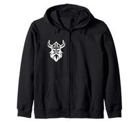 Viking Warrior Head Illustration | Norse Viking Helmet Zip Hoodie