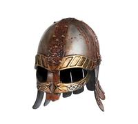 Viking Warrior Helmet Medieval Renaissance LARP Battle Headgear Halloween Wolf Armor Costume Lightweight Vintage Party Cosplay Prop with Celtic Patterns & Blood Splatter Effect (Classic Color)