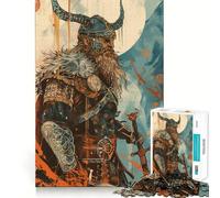 Viking Warrior Illustration 1000 Adult Pieces Jigsaw Puzzle Mind Challenge Toy Neat Cut Perfect Alignment Family Fun Night Activity (50x75cm)
