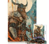 Viking Warrior Illustration Jigsaw Puzzles 1000 Pieces for Teenagers Smart Training Calm Leisure Flawless Cut Lovely Gift (50x75cm)