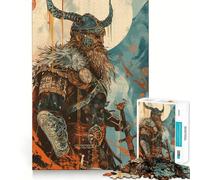 Viking Warrior Illustration Jigsaw Puzzles1000 Pieces Recall Skill Fun Professional Grade Cutting Thoughtful Gift for Mind Activity (38x52cm)