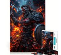 Viking Warrior in Battle Adults 1000 Pieces Puzzle Mental Fun Game Advanced Laser Cutting Tech Amusing Challenge for Waiting Time (38x52cm)