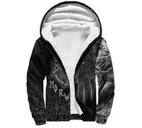 Viking Warrior Men's Winter Warm Winter Outerwear, 3D Print Celtic Wolf Sherpa Lined Hoodie, Pagan Nordic Cosplay Jacket(Celtic Knot,XXL)