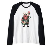 Viking Warrior Norse Character Horned Helmet Big Red Raglan Baseball Tee