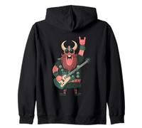 Viking Warrior Norse Character Horned Helmet Big Red Zip Hoodie