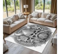 Viking Warrior Rugs for Living Room Bedroom, Norse Mythology Skull Area Rugs Large 160x230 cm, Washable Non Slip Pattern Carpet Home Decor C19