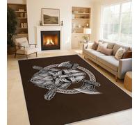 Viking Warrior Rugs Living Room Norse Mythology Area Rugs for Bedroom 240 x 300, Printed Anti Slip Washable Short Pile Carpet for Home Kitchen Decor C-N1