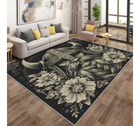 Viking Warrior Rugs - Norse Mythology Floral Area Rugs for Living Room Bedroom, Washable Non Slip Low Pile Large Carpet, Patterned Door Mat & Home Decor, 140x200 cm