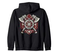 Viking Warrior Runes Armor Axes Mythology Shield Zip Hoodie