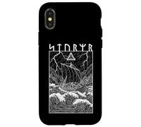 Viking Warrior Ship Storm Old Norse Mythology Runes Graphic Case for iPhone X/XS