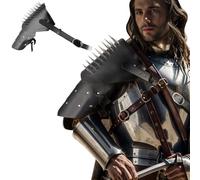 Viking Warrior Shoulder Armor PU Leather Medieval Knight Chest Harness Adjustable Gladiator Shoulder Pauldron Armor Steampunk Arm Guards Halloween Cosplay Party Fancy Dress Costume for Adults