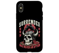 Viking Warrior Skull Raven Never Surrender Norse Vikings Case for iPhone X/XS