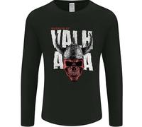 Viking Warrior Skull Valhalla Mens Long Sleeve T-Shirt Black L