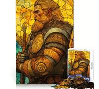 Viking Warrior Stained Glass Portrait Adult Jigsaw Puzzles 1000 Pieces Brain Agility Easy Enjoyment Secure Join Fine Xmas Gift (38x26cm)