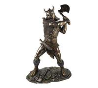 Viking Warrior Swinging and Axe Bronze Finish Statue
