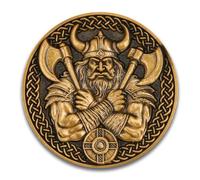 Viking Warrior & Valknut Norse Challenge Coin - Intricate Metal Viking Token with Celtic Knots and Runes, Zinc Alloy Viking Gift for Men