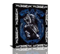 Viking Warrior Wall Art Viking Pictures Wall Decor Vikings Inspirational Canvas Painting Prints Motivational Poster Artworks Home Decoration Framed for Living Room Bathroom Bedroom Kitchen 12"x16"