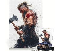 Viking Warrior with Axe 1000 Piece Jigsaw Puzzle for Adults Strategic Think Mind Calming Fun Precise Fit (38x26cm)