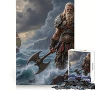 Viking Warrior with Axe by The Sea Jigsaw Puzzles 1000 Piece for Adults Sharp Mind Easy Enjoyment Firm Fit Festive Present (38x26cm)