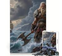 Viking Warrior with Axe by The Sea Jigsaw Puzzles for Teenagers 1000 Piece Improve Memory Soft Distraction Laser Cut Thoughtful Gift (50x75cm)