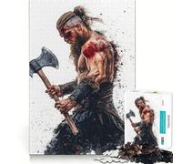 Viking Warrior with Axe Puzzle for Adults 1000 Pieces Memory Play Game Firm Fit Secure Assembly Meaningful Connection Building Game (50x75cm)