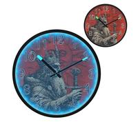 Viking Warrior with Axe Vintage Red Art Print Night Light Wall Clock LED Wall Clocks Silent Battery-Operated Glow in The Dark Large Digital Display for Bedroom Living Room Kitchen, 12 Inch