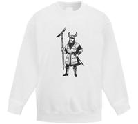 'Viking Warrior With Battle Axe' Kid's Sweatshirt/Jumper (9-11 Years) (KW00145751) White