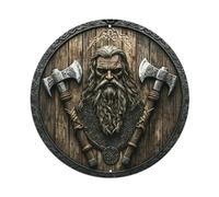 Viking Warrior With Double Axes Aluminium Sign 20x20cm