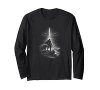 Viking Warrior with Wolf Ravens and Lightning Storm Long Sleeve T-Shirt