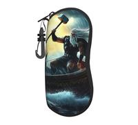 Viking Warriors And Dragons Printed Glasses Case Ultra-Light Soft Shell Protective Eyewear Organizer For Men And Women