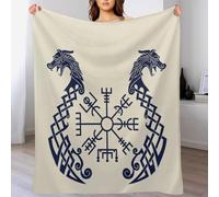 Viking Windmill Flannel Blanket Pattern Throws for Sofas, Soft Cosy Plush Throw, Lightweight Fluffy Blanket for Bed, 3D Print Design Throw Adults Kids Bedroom Decor 70x80inch