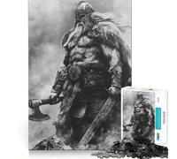 Viking with Axe And Sword 1000 Piece Jigsaw Puzzles Mind Challenge Toy High Precision Die Cut Amusing Challenge for Waiting Time (38x26cm)