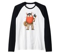 Viking with Axe Raglan Baseball Tee