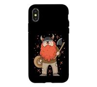 Viking with red full Beard Helmet and Axe Case for iPhone X/XS