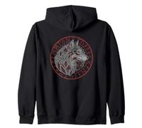 Viking Wolf Compass Spirit Animal Norse Symbols Runes Zip Hoodie