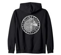 Viking Wolf Compass Spirit Animal Norse Symbols Runes Zip Hoodie